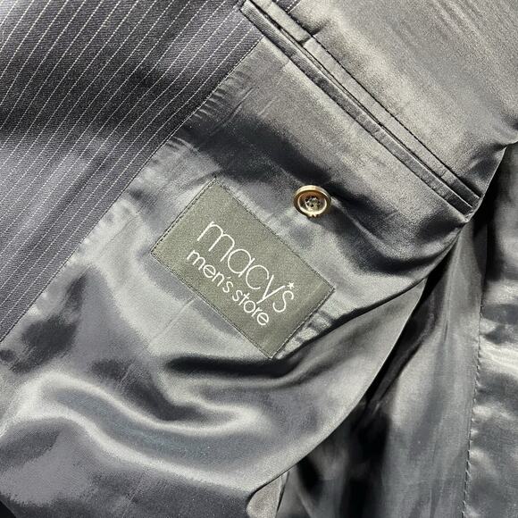 LAUREN RALPH LAUREN BLAZER MENS 42R BLUE PINSTRIPE TWO BUTTON SUIT JACKET WOOL - Picture 10 of 11